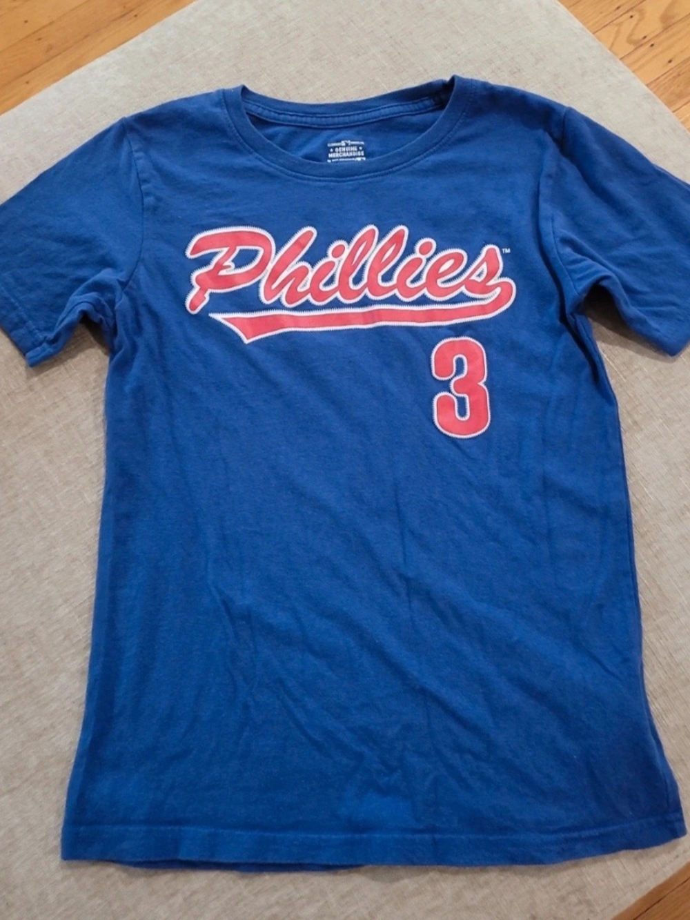 Phillies Kids' Short Sleeve Tee in Blue with Red Script